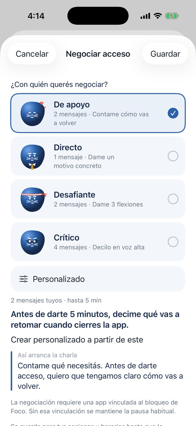 Negociar acceso: De apoyo, Directo, Desafiante y Crítico.